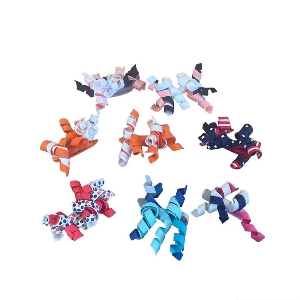 Gymboree Colorful Ribbon Hair Clip Barrettes Spiral Ribbon Halloween 9